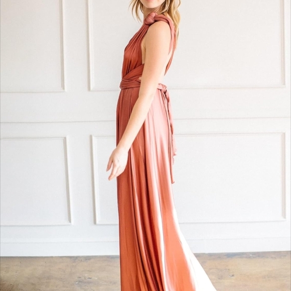 Convertible Infinity Dress & Bandeau Long Maxi Bridesmaid/Prom Dresses Maple - Picture 4 of 7